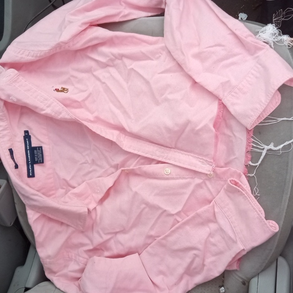 Pink button down crop blouse - Picture 1 of 3